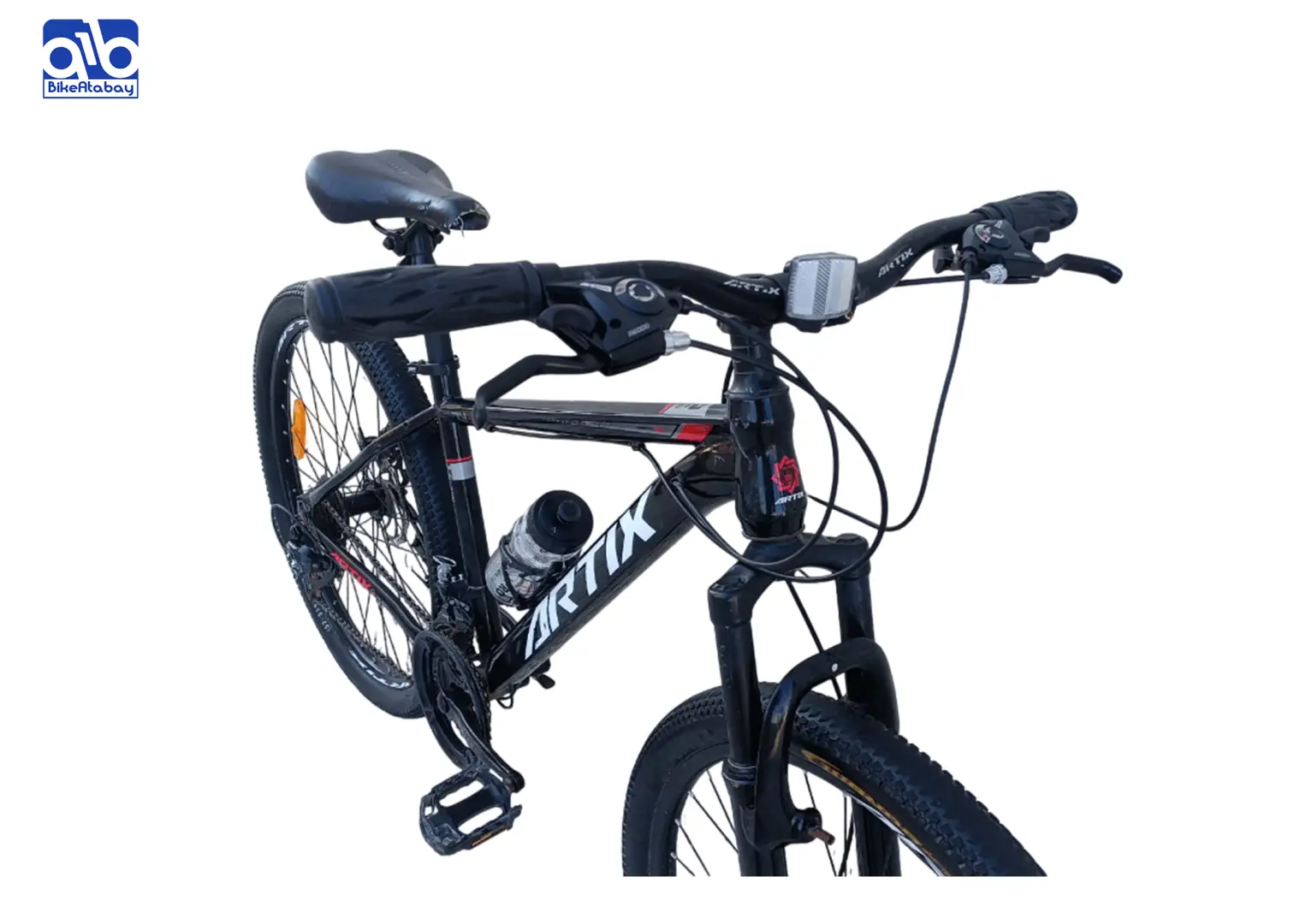 دوچرخه آرتیکس سایز 26 مشکی، 21 سرعته، ترمز دیسکی، شانژمان شیمانو TZ همراه جک و قمقمه - تصویر 2